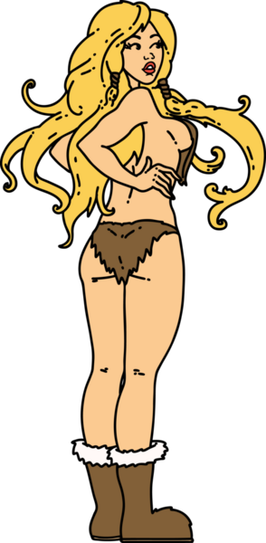 Bir insan tarafından çizilmiş geleneksel bir Viking kız dövmesi.