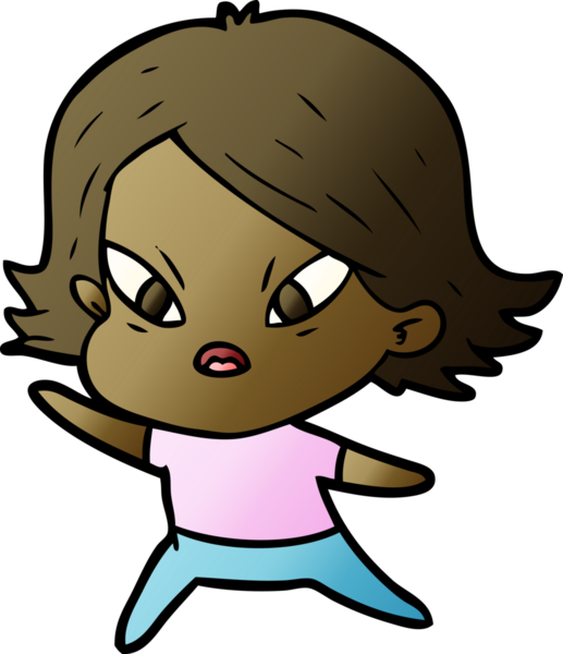 Çizgi film bir insan tarafından çizilmiş stresli kadın.