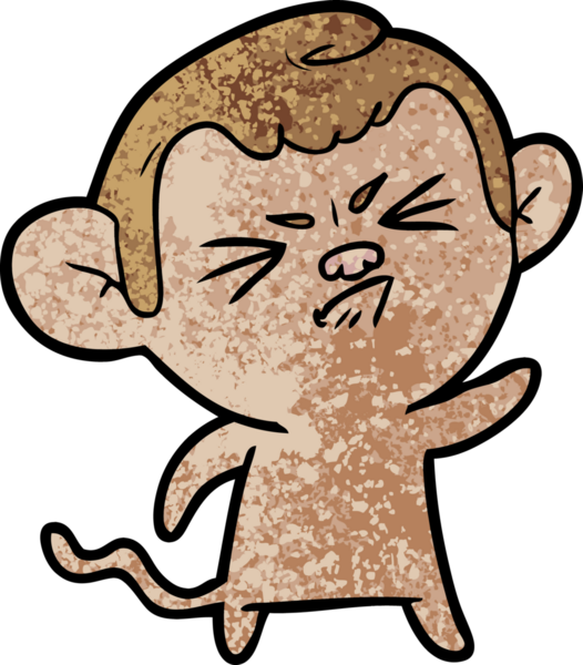 Bir insan tarafından çizilmiş kızgın maymun çizgi filmi.