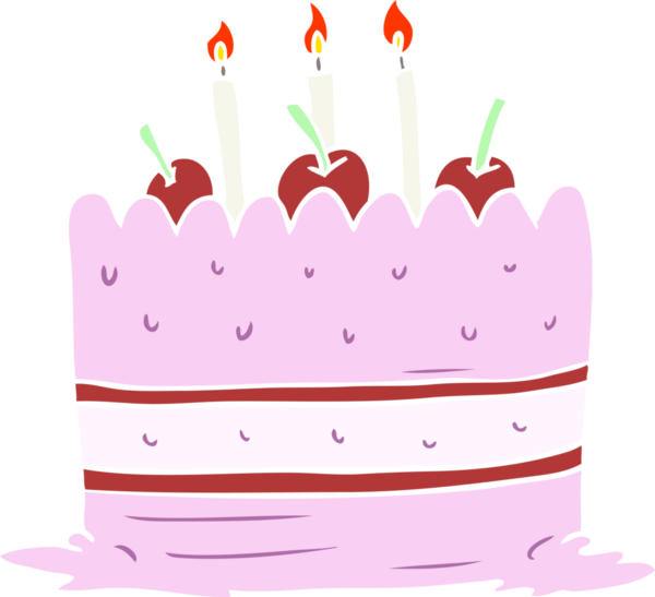 Bir insan tarafından çizilmiş düz renkli çizgi film pastası