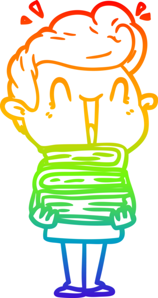 Gökkuşağı gradyanı çizimi bir insan tarafından çizilmiş heyecanlı bir çizgi film