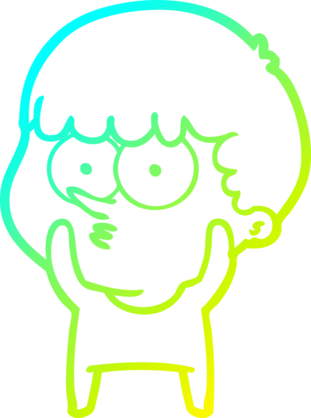 Bir çizgi film karakteri çizen soğuk gradyan bir insan tarafından çizilmiş meraklı çocuk.