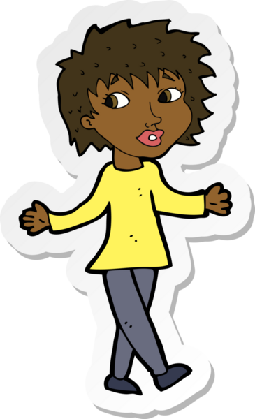 Bir insan tarafından çizilmiş tasasız bir karikatür kadının çıkartması.