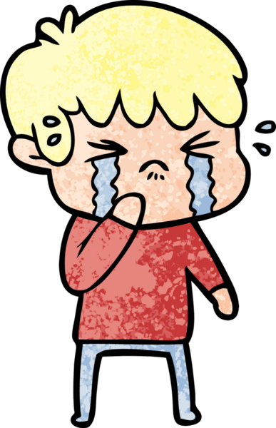 Bir insan tarafından çizilmiş ağlayan çizgi film çocuğu.