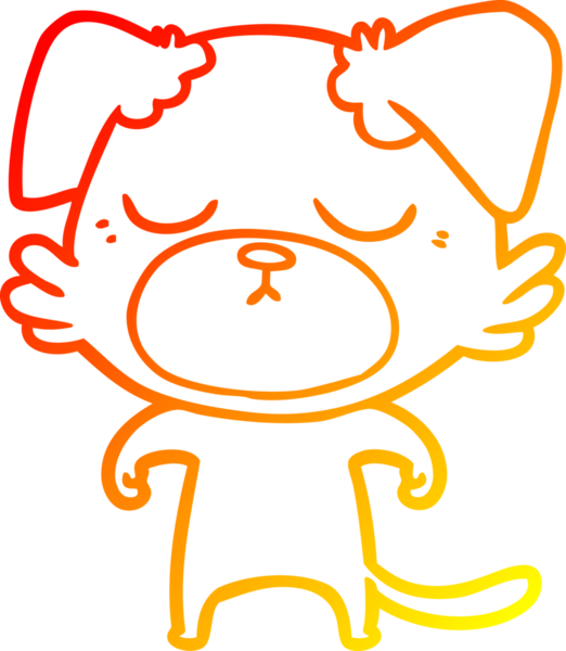 Bir insan tarafından çizilmiş sevimli bir köpeğin sıcak çizgi çizgisi.