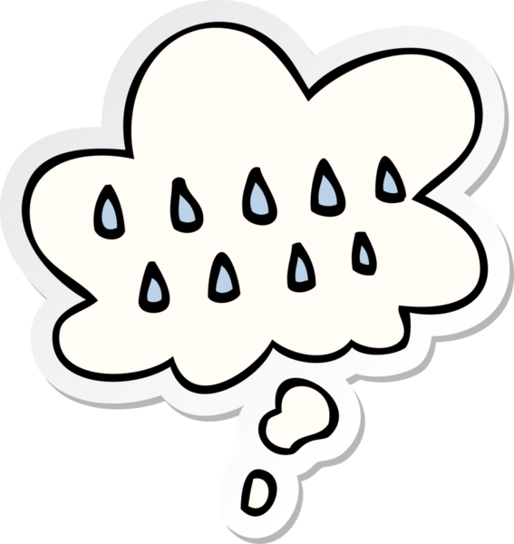 Düşünce baloncuklu karikatür yağmuru insan tarafından çizilmiş bir çıkartma.