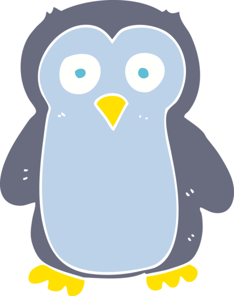 Bir insan tarafından çizilen düz renkli penguen çizimi