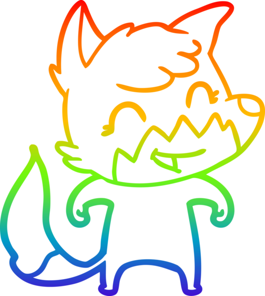 gökkuşağı gradyanı çizimi bir insan tarafından çizilmiş mutlu bir tilki çizgi filmi.