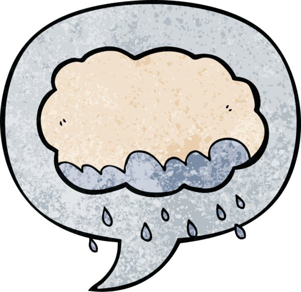 bir insan tarafından çizilmiş eski dokuda konuşma baloncuğu olan karikatür yağmur bulutu