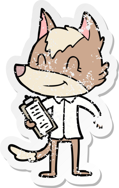 Bir insan tarafından çizilmiş dost canlısı bir kurt patronun sıkıntılı çıkartması.