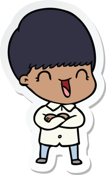 Bir insan tarafından çizilmiş mutlu bir çizgi film çocuğunun çıkartması.