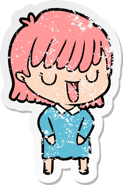 Bir insan tarafından çizilmiş karikatür bir kadının sıkıntılı çıkartması.