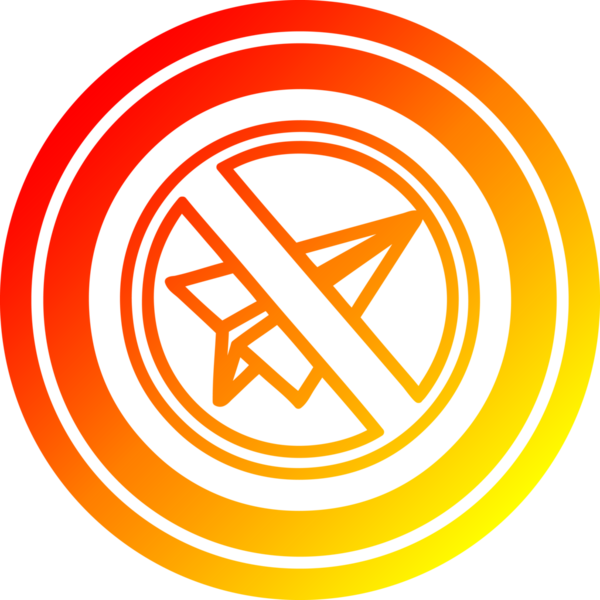 Kağıt düzlem dairesel simgeyi bir insan tarafından çizilmiş sıcak gradyan bitiş ile yasakladı