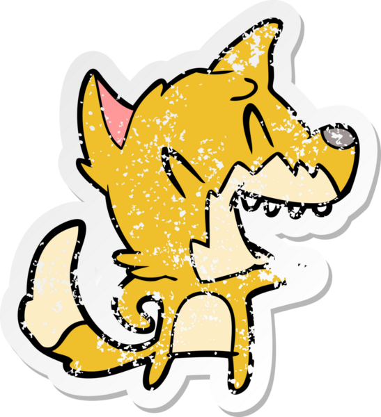 Bir insan tarafından çizilmiş gülen tilki çizgi filminin sıkıntılı çıkartması.