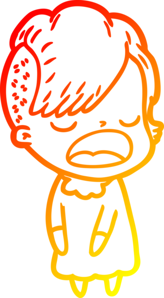 Bir insan tarafından çizilmiş havalı bir hippi kızın sıcak çizgi çizimi.