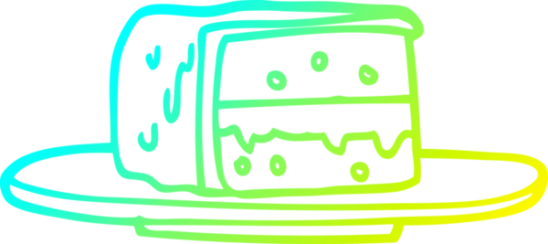 Bir insan tarafından çizilmiş bir pasta diliminin soğuk gradyan çizgisi.