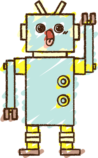 Bir insan tarafından çizilen robot tebeşiri.