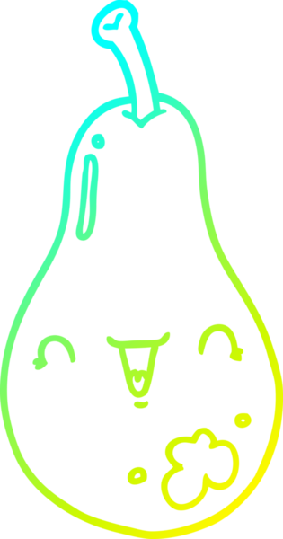 Bir insan tarafından çizilmiş bir armut karikatürünün soğuk gradyan çizimi