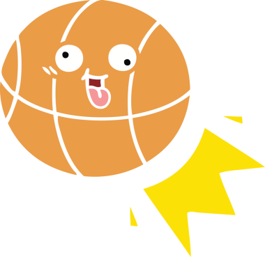 Bir insan tarafından çizilmiş bir topun düz renkli retro karikatürü