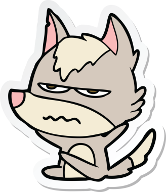 Bir insan tarafından çizilmiş kızgın bir kurdun çıkartması.