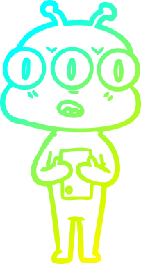 Bir insan tarafından çizilmiş üç gözlü bir karikatür çizimi.