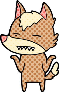 Bir insan tarafından çizilen dişleri gösteren bir kurt çizgi filmi.