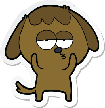 Bir insan tarafından çizilmiş sıkılan bir köpeğin çıkartması.