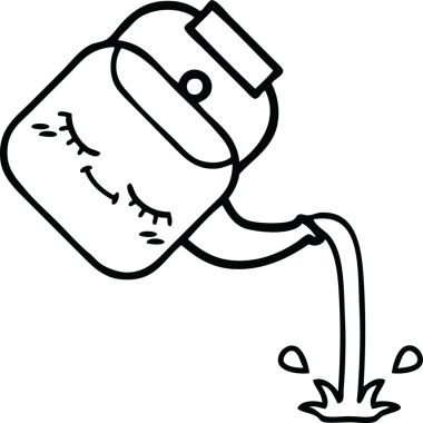 Bir insan tarafından çizilen çaydanlığın çizgi çizimi