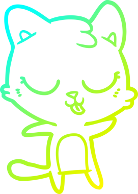 Bir insan tarafından çizilmiş bir çizgi film kedisinin soğuk gradyan çizgisi.