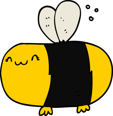 Bir insan tarafından çizilmiş şirin çizgi film arısı.