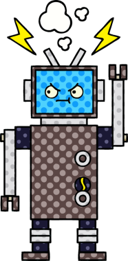 bir insan tarafından çizilmiş bir robotun çizgi roman tarzı