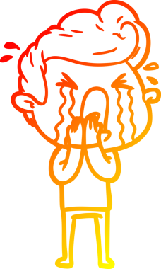 Bir insan tarafından çizilmiş, ağlayan bir çizgi film karakteri.