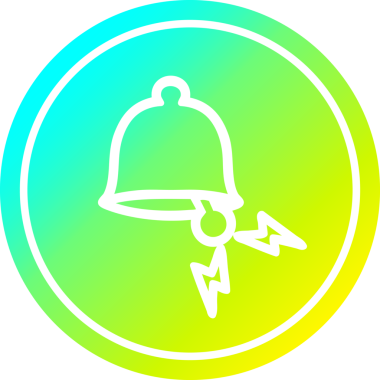 Bir insan tarafından çizilmiş havalı gradyan bitiş ile zil dairesel simgesi