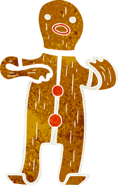 Bir insan tarafından çizilmiş zencefilli ekmeğin karalaması.