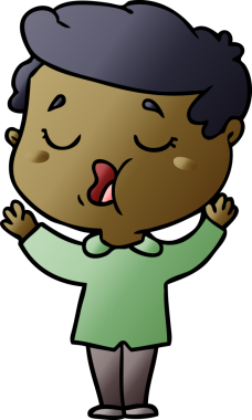 Bir insan tarafından çizilmiş karikatür adam konuşuyor.