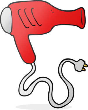 Bir insan tarafından çizilmiş karikatür saç kurutma makinesi.