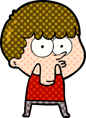 Bir insan tarafından çizilmiş meraklı bir çocuk.