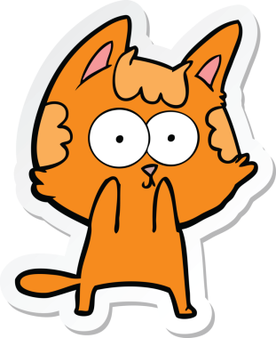 Bir insan tarafından çizilmiş mutlu çizgi film kedisinin çıkartması.