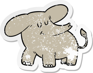 Bir insan tarafından çizilmiş karikatür filinin sıkıntılı çıkartması.