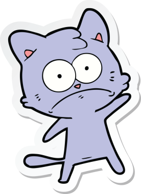 Bir insan tarafından çizilmiş karikatür asabi kedinin çıkartması.