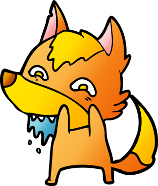 Bir insan tarafından çizilmiş tilki çizgi film karakteri