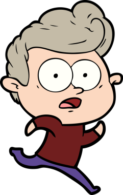 Bir insan tarafından çizilmiş çizgi film bakışlı adam.