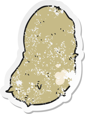 Bir insan tarafından çizilmiş bir patates çizgi filminin gerilimli yapıştırması.