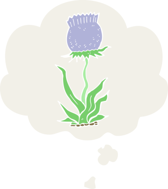 insan tarafından çizilmiş düşünce baloncuğu olan vahşi bir çiçek.