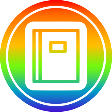 bir insan tarafından çizilmiş gökkuşağı gradyanı olan bir kitap simgesi