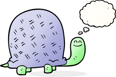 Bir insan tarafından çizilmiş serbest çizim balon karikatür kaplumbağası.