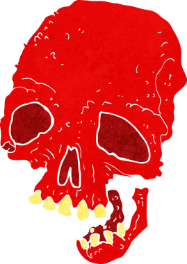 Bir insan tarafından çizilmiş ürkütücü bir kafatası.