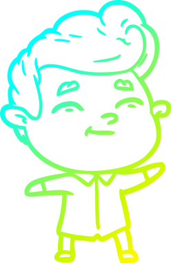 Bir insan tarafından çizilmiş mutlu bir çizgi film karakteri çizimi.