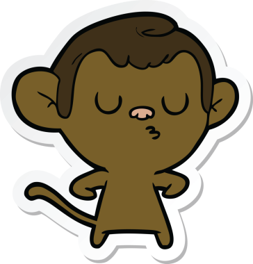 Bir insan tarafından çizilmiş çizgi film maymununun çıkartması.