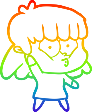 gökkuşağı gradyan çizimi bir insan tarafından çizilmiş bir çizgi film ıslık kızı